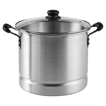 Imusa 10Qt Aluminum Steamer or Stock Pot with Glass Lid & Removable Rack