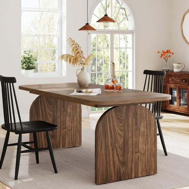 Tribesigns 63-Inch Rectangular Dining Table for 4 Person, Farmhouse Kitchen Dinner Table with Wood Laminated Board Tabletop for Dining Room, Kitchen, Backyard or Living