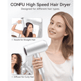 thumbnail image 6 of CONFU Ionic Blow Dryer 1600W, Portable Lightweight Fast Drying Negative Ion Hairdryer Blowdryer, 3 Heat Settings & Infinity Speed, with Diffuser and Concentrator Nozzle for Home & Travel,White, 6 of 8