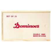 Premium Set of 55 Double Nine Dominoes with Wood Case by Hey! Play!