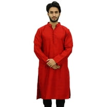 Atasi Ethnic Men's Long Kurta Red Bollywood Designer Shirt Wear-Small