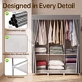 thumbnail image 4 of HONEIER 50" Closet Organizers, Storage Closet 6 Storage Spaces with 3 Hanging Area, Steel Frame Fabric Portable Closet, Easy Assembly And Dust Resistant, Grey, 4 of 9