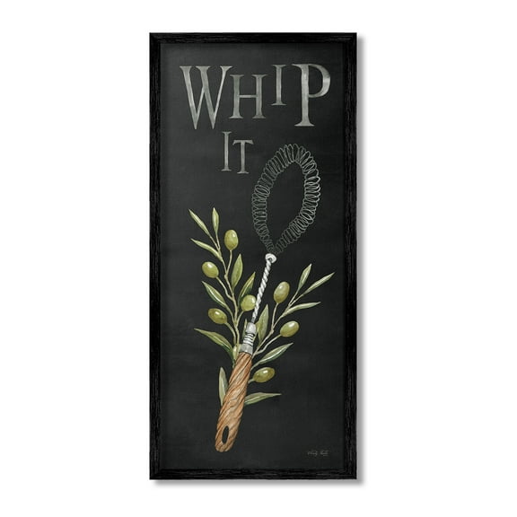 Stupell Industries Whip It Vintage Kitchen Food & Beverage Painting Black Framed Art Print Wall Art, 10 x 24