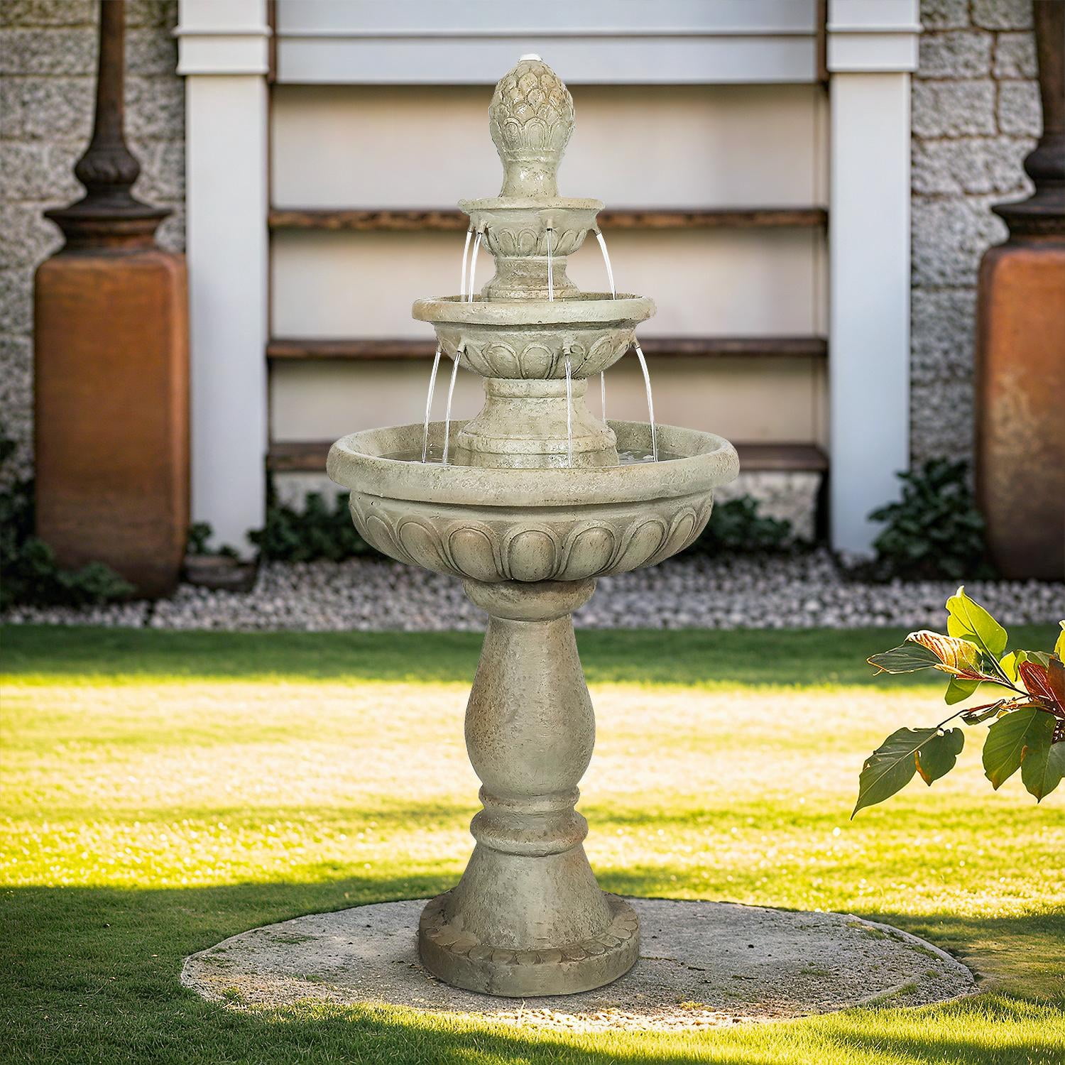 Italian Outdoor Water Fountain - 42.5''H Fountains and Waterfalls Outside, Large Cascading Indoor Floor-Standing Concrete Fountain Features W/Pump for Garden，Patio, Yard and Home