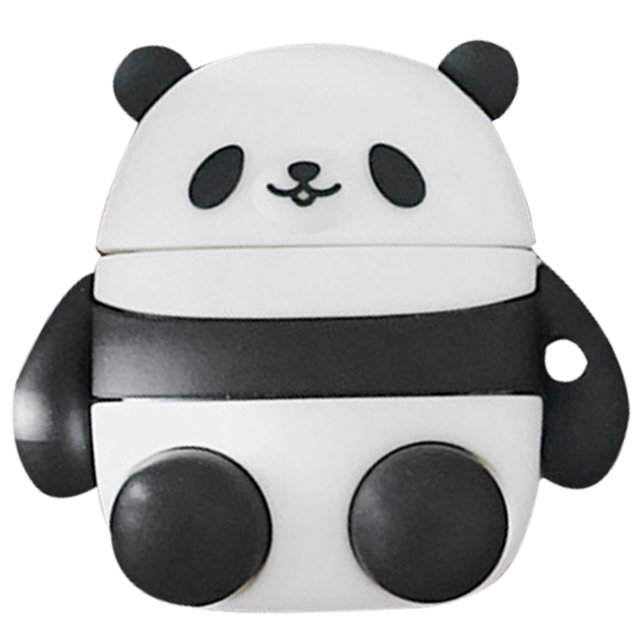 Étui de Protection pour Écouteurs Sans Fil en Forme de Panda, Compatible avec AirPods 1 2 (Noir + Blanc)