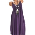thumbnail image 2 of Robe Décontractée Plage Robe de Soleil Femmes Spaghetti Sangle Dentelle Broderie Robe Basique V Cou Drapé Multi Façon Robe Solide Robe Tunique, 2 of 2