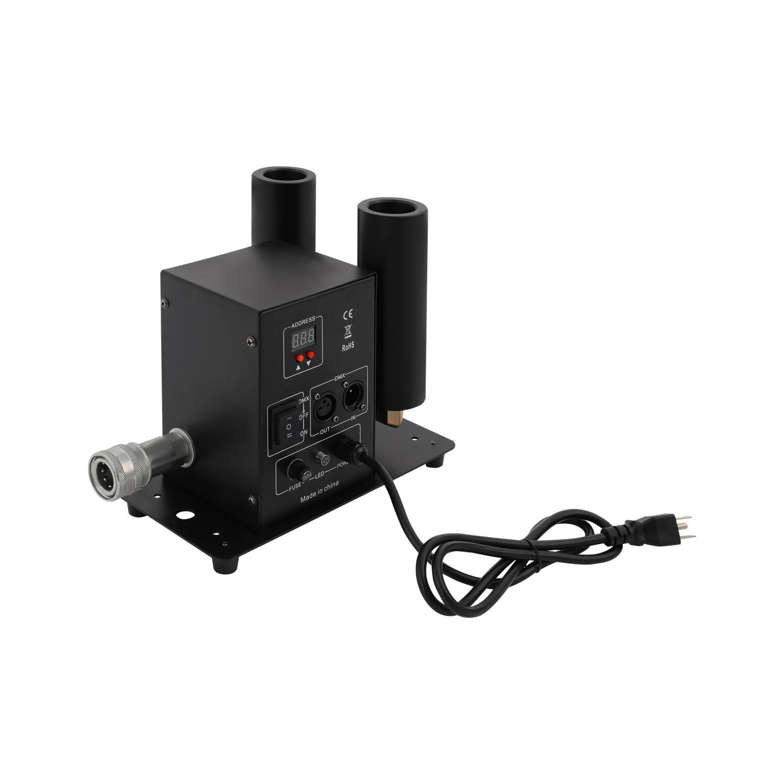 150W Freestanding Dual Nozzles CO2 Fog Machine Black Jet Fog Machine with 3.94-ft Long Power Cord  Clear English Markings