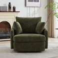 thumbnail image 2 of PORKISS Swivel Accent Chair, Modern Barrel Chair with 2 Thorw Pillows, Oversized Comfy Round Armchair Reading Chair, Comfy Chair for Bedroom Living Room, Green, 2 of 9