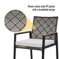 thumbnail image 3 of Outdoor Dining Set, 5-piece Outdoor Patio Furniture Table and Chairs Cushioned, Hollow Rattan Dining Table Set for 4, Bold Metal Frame, Acacia Woodtop, Umbrella Hole, 3 of 10