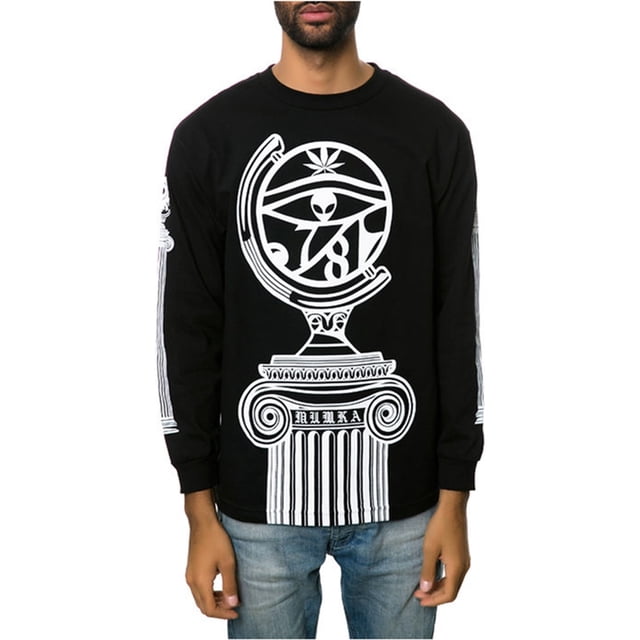 Mishka The Ritual Column LS Graphic T-Shirt para hombre, negro, mediano Mishka Camiseta gráfica