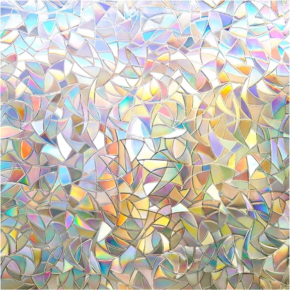 LAMIRO Window Privacy Film Rainbow Film Decorative Window Sticker,3D Static Stained Glass Cling Tint for Home Heat Control Non-Adhesive Tint for Windows in House,11.8 X 78.7 Inches