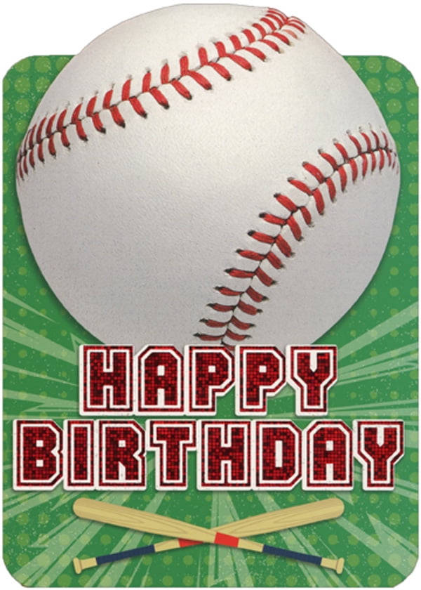 paper-house-productions-baseball-on-green-die-cut-foil-sports-birthday-card-for-kids-walmart