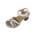 thumbnail image 2 of Viluyesy Womens Heeled Sandals, Wide Width Round Toe Ankle Strap Summer Casual Comfortable Shoes White, 2 of 8