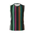thumbnail image 6 of Lsque Colorful Stripes Print Men's Cotton Blend Sleeveless Muscle Shirts (S-3XL)- Moisture Wicking, Odor Protection, UPF 30+,X-Large, 6 of 8