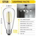 thumbnail image 2 of KY Vintage LED Edison Bulbs 6W, Equivalent 60W Incandescent, Warm White 2700K, ST58 Antique LED Filament Bulbs with 90+ CRI, E26 Medium Base,Dimmable, Clear Glass, Pack of 6, 2 of 7