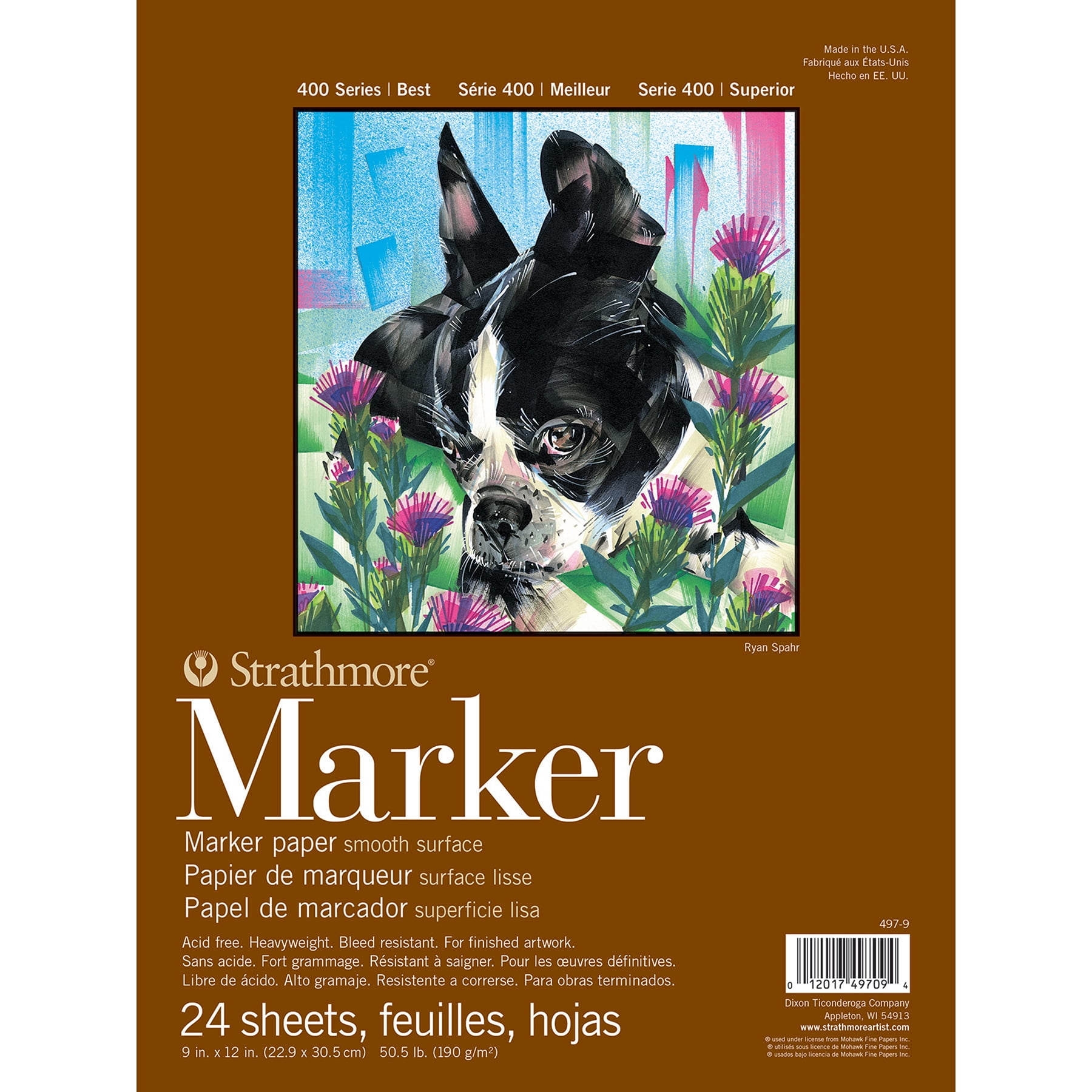 Strathmore 400 Series Marker Pad, Glue Binding, 24 Sheet, 9x12 inch, Pack of 3