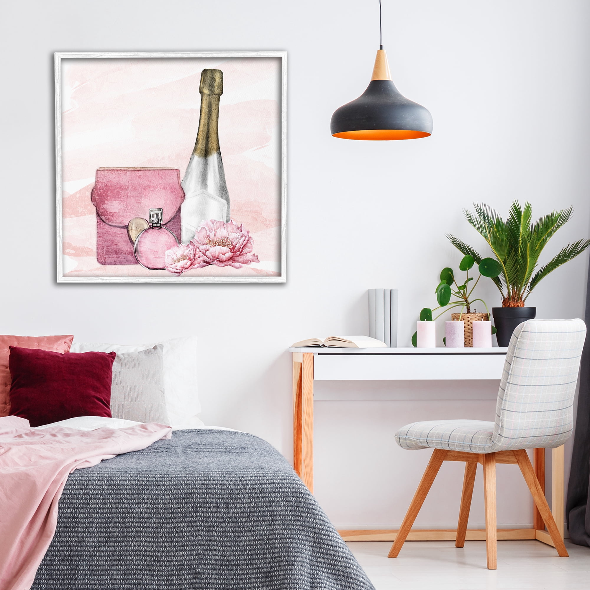 Stupell Industries Glam Time Champagne White Framed Giclee Art, design by Kim Allen