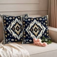 thumbnail image 3 of Pack of 2 Outdoor Pillow Covers 16x16 Inch Waterproof Boho Navy Blue Throw Pillow Covers,Decorative Couch Pillow Shams Protectors Ethnic Geometric Southwestern Retro Patio Pillowcases Cushion Covers, 3 of 8