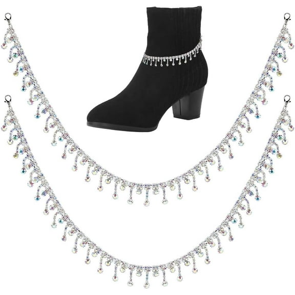 Bling Jewelry Shoe Charms Alloy Rhinestones Shoe Chains Tassel Bling Shoe Accessories Shoelace Chain for Clog Sandals Shoes Decoration Accessories Grey