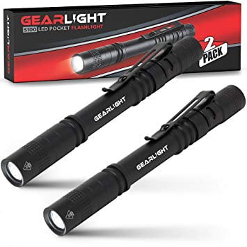 Gearlight Led Pocket Pen Light Flashlight S100 2 Pack Small Mini Stylus Penlight With Clip Perfect Flashlights For Inspection Work Repair Walmart Com