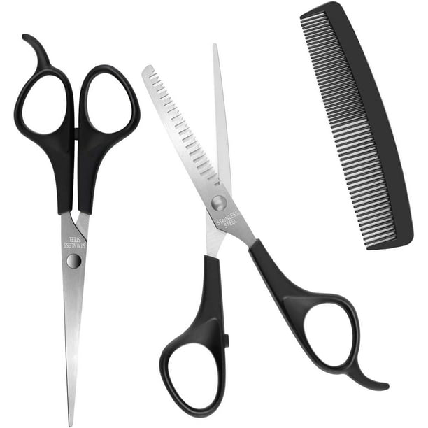 3 Pcs Professional Hair Cutting Scissors Thinning Shears Set - Stainless  Steel Razor Edge Haircut Kit - Best For Men women Kids Barber Salon -  