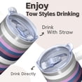 thumbnail image 4 of 20oz Travel Coffee Cup with Handle, Geometric Stainless Steel Double Wall Insulated Tumbler Leak Proof Includes Straw, 4 of 5