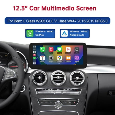 12.3 Inch Touch Screen Wireless CarPlay Android Auto Car Multimedia Dispaly for Mercedes-BenzC Class W205 GLC V Class W447 2015-2019 NTG5.0