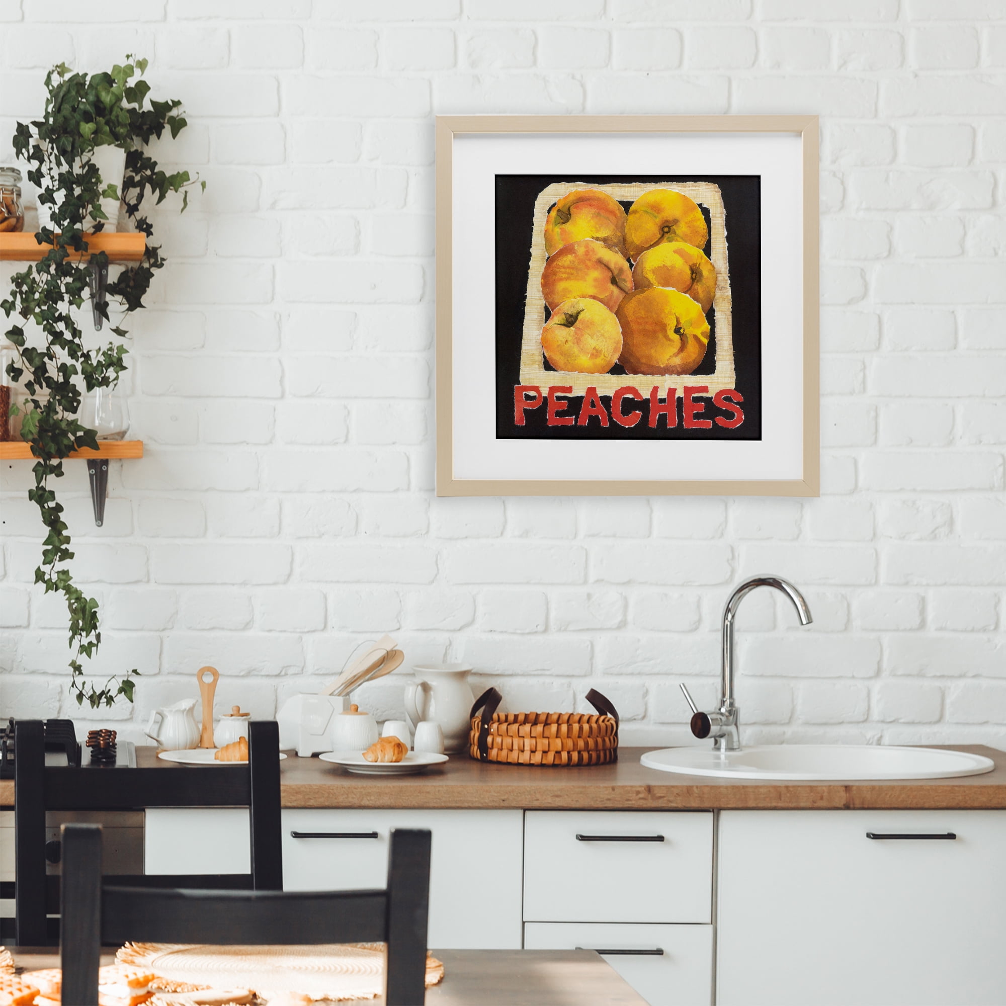 Stupell Industries Collaged Garden Peaches Birch Framed Print Under Glass, design by Nancy Overton