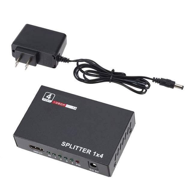 Divisor de vídeo HD 1 entrada 4 salida Caja adaptadora Divisor de señal de vídeo Resolución 1080P Enchufe de EE. UU. Compatible kenally DZ7798-01