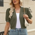 thumbnail image 2 of Women Puff Sleeve Bolero Open Front Summer Cropped Sheer Jackets Cardigan Sun Protection Shirts for Women Uv Shirts for Women, 2 of 8