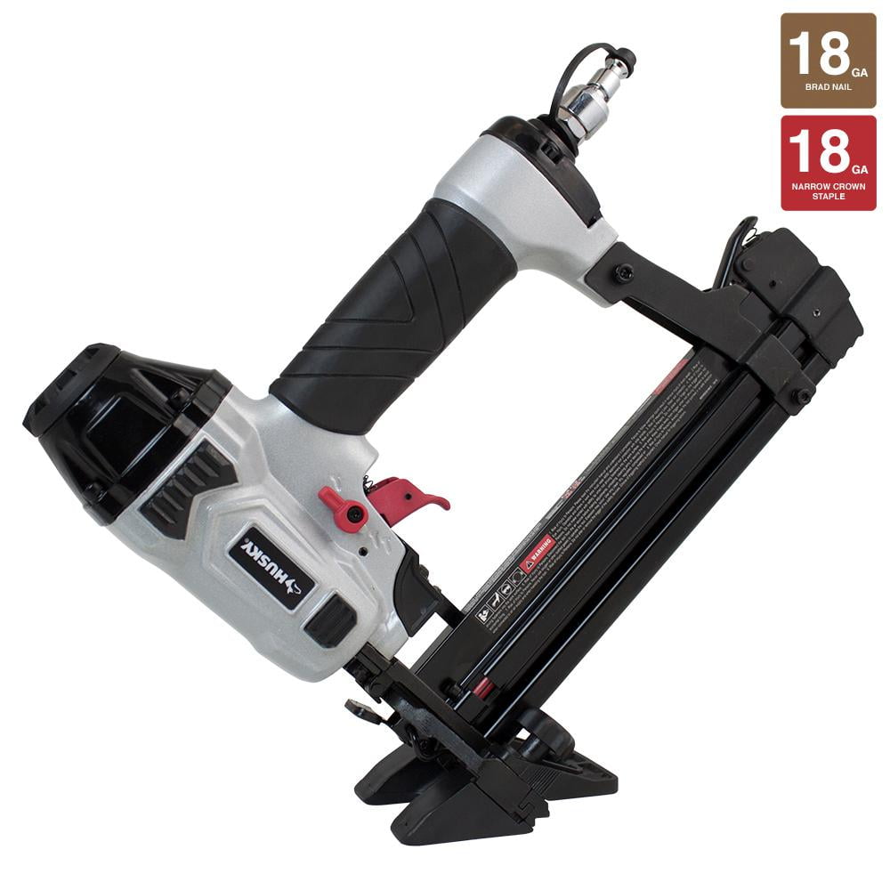 Husky Staple Gun Pneumatic 18Gauge 4in1 Mini Flooring Nailer Stapler