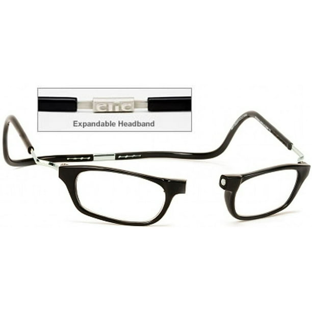 CliC Original XXL +1.50 Reading Glasses Black Frame Clear Lenses Size