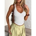 thumbnail image 4 of Women'S Spaghetti Strap V-Neck Ribbed Tank Tops for Women Slim Fitted Camisole Basic Shirts White S, 4 of 7