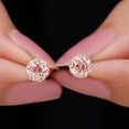 thumbnail image 6 of Rosec Jewels Round Morganite Solitaire Stud Earrings with Diamond (1.25 CT, AAA Grade), 10K Yellow Gold, 6 of 8