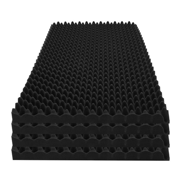 KFFKFF Acoustic Foam Panels, 4 Pack 48 x 24 x 2 inches, Egg Designed Soundproof Wall Panels,Acoustic Panels,Sound Dampening Absorbing Panels for Studio Wall and Ceiling,Black