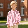 thumbnail image 2 of Girls Striped Long Sleeve Shirts Boys Button Down Formal Uniform Collared Shirt with Chest Pocket Spring Fall Clothing 4T, 2 of 7