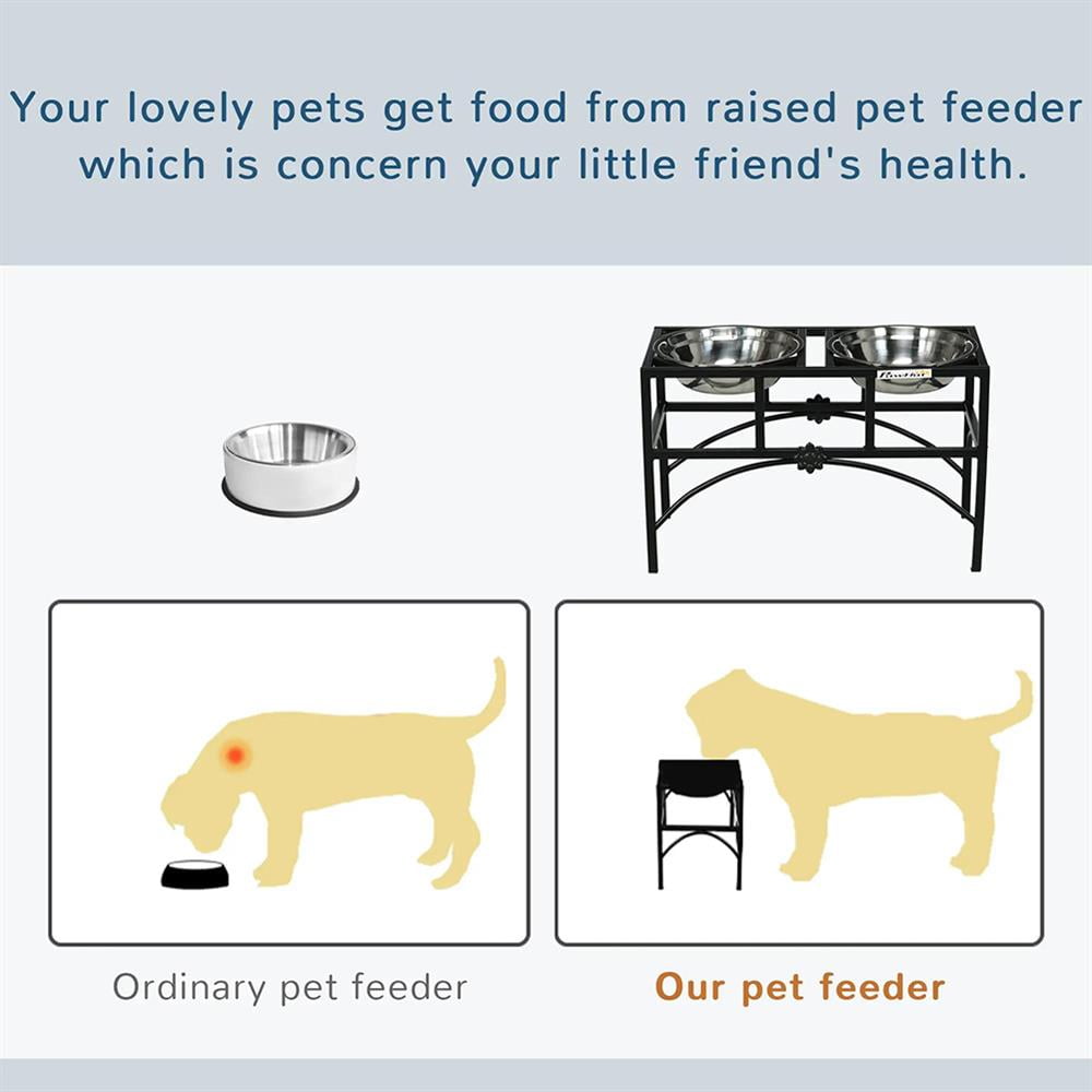 YYAo Dog Bowls, Dog Bowl Stand,Dog Food Bowls, Elevated Dog Bowls, Double Heavy Duty Dog Food Bowl Elevated Pet Feeding Station