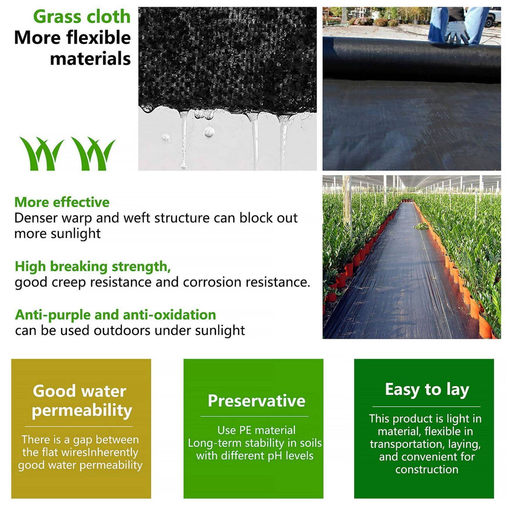 Garden Weed Barrier, Heavy-duty Landscape Fabric Ground Cover Durable Polyethylene Cloth Premium Weeds Control Mat for Gardening, Soil Erosion Control, and Other Outdoor Projects, 6FT x 200FT