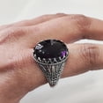 thumbnail image 4 of Amethyst Mans Ring, Natural Amethyst, February Birth, Silver Jewelry, 925 Silver Ring, Birthday Gift, Heavy Mens Ring, Arabic Design, Ottoman Style Ring, Christmas, Turkey Mens Signet Ring, 4 of 8