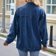 thumbnail image 6 of Womens Jean Jackets Long Sleeve Fashion Button Down Denim Jacket with Pockets Dark Blue M, 6 of 7