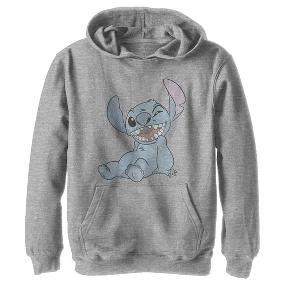 Boy's Lilo & Stitch Experiment 626 Halftone Smile  Pull Over Hoodie Athletic Heather Large