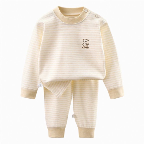 TOWED22 Toddler Baby Boy Fall Outfit Long Sleeve Crew Neck Contrast Color Sweatshirt Top Pant Cute Newborn Infant Waffle Clothes Size:80,Color:Khaki