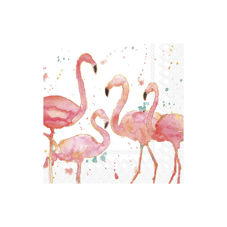 IHR Ideal Home Range Cocktail Napkins Disposable 3-Ply Paper Party Napkin Pack, 5" x 5", Flamingo Fever (Cream), 20-Count