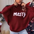 thumbnail image 4 of Douhoow Women Christmas Sweaters Long Sleeve Turtleneck Knit Pullover Letter Embroidery Knitwear Jumper Casual Cozy Tops, 4 of 6