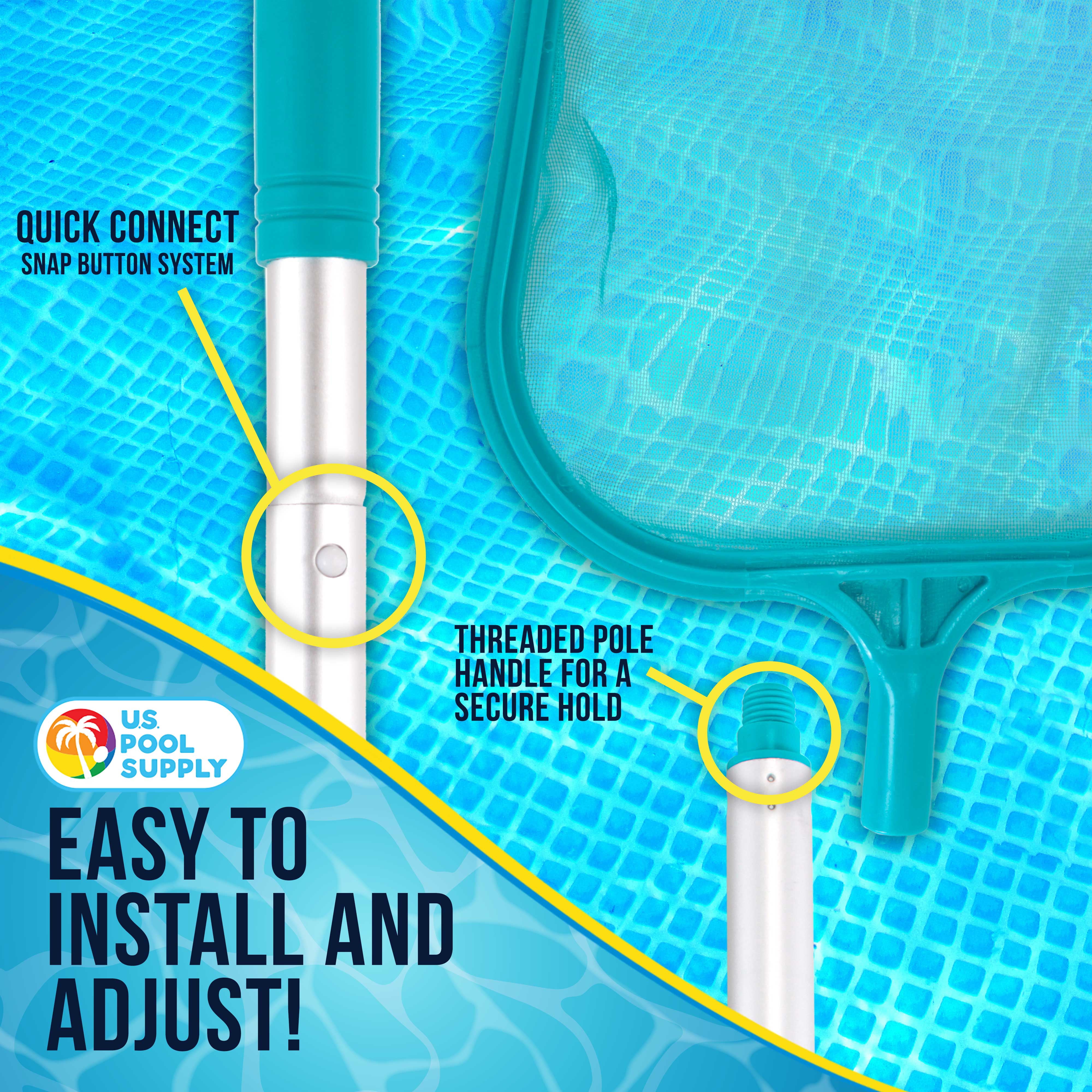 Pool Cleaner With Netr Pool Cleaner Net 5-Foot Aluminum Pool Leaf Skimmer Net – 5-Section Pole ...