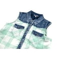 thumbnail image 3 of Bienzoe Girl's Plaid Denim Sleeveless Blouse Casual Tank Tops Green 18, 3 of 12