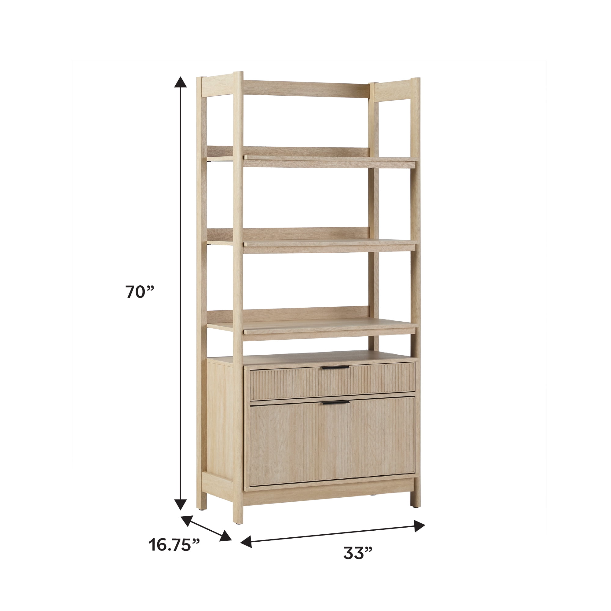 Holmes Hutch Desk with Wide Bookcase - Coastal Oak