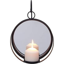 Danya B Round Wrought Iron Rustic Wall Sconce with Mirror Glass