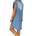 thumbnail image 2 of KOMOO Women Denim Mini Dress Lapel Button Denim Sundress 1/4 Sleeve Pockets Dress Oversize, 2 of 9