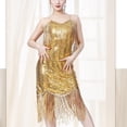 thumbnail image 5 of Sequins Tassels Flapper Dress Salsas Cha Cha Jazz Dance Costumes Fringe Dress, 5 of 17